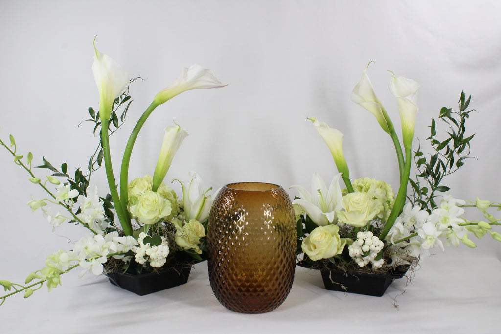 Lilies, callas and white roses Arrangement for Urn