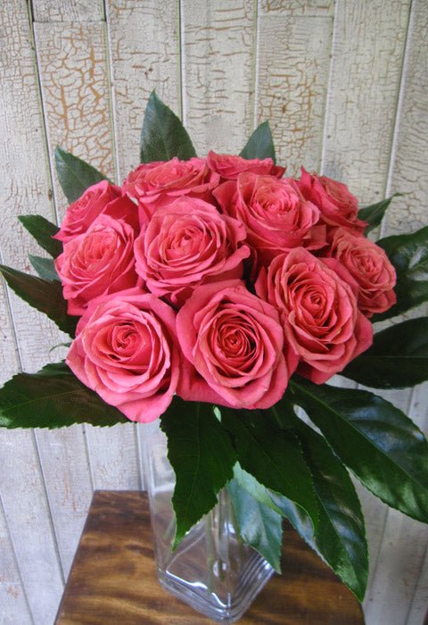 Roses fuchsias - Fleuriste Abaca
