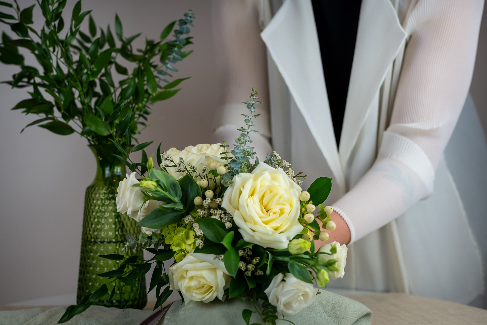 Bouquet de demoiselle blanc - Fleuriste Abaca