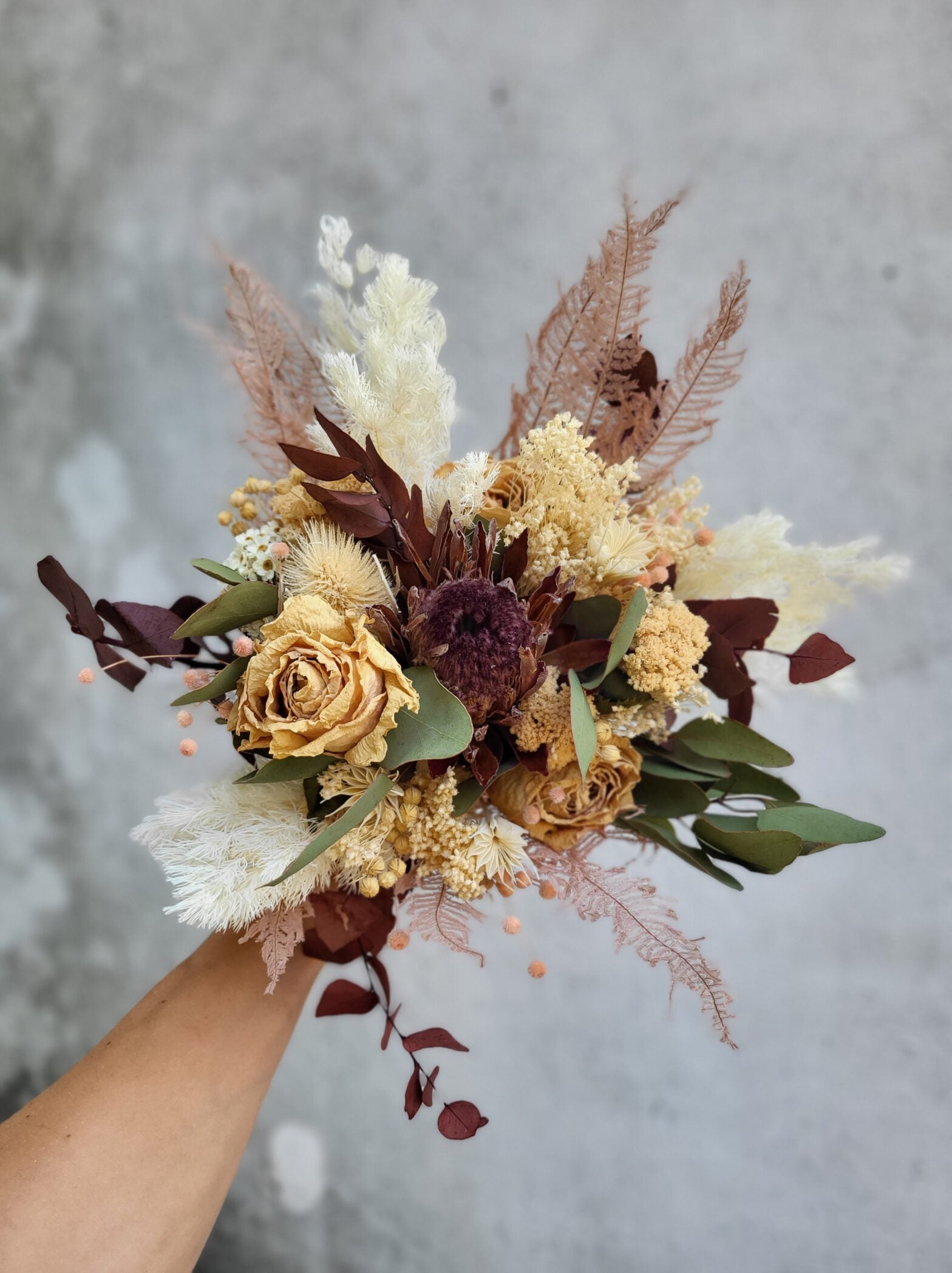 Bouquet de mariée fleurs séchées - Fleuriste Abaca
