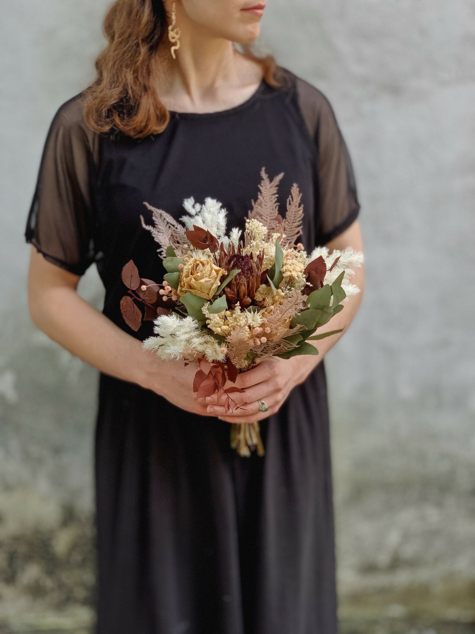 Bouquet de mariée fleurs séchées - Fleuriste Abaca