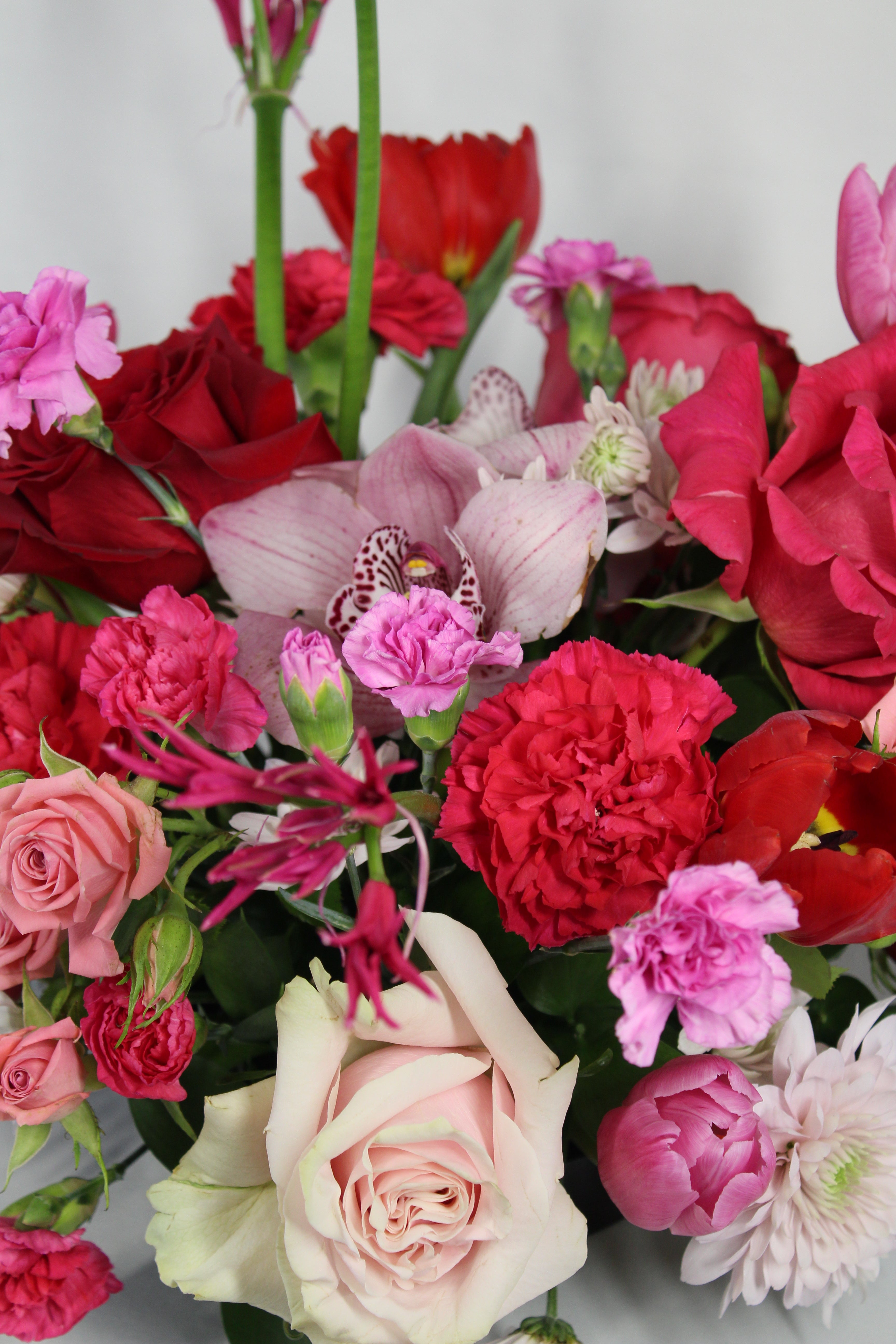 Fleurs pour table Tout en rose - Fleuriste Abaca