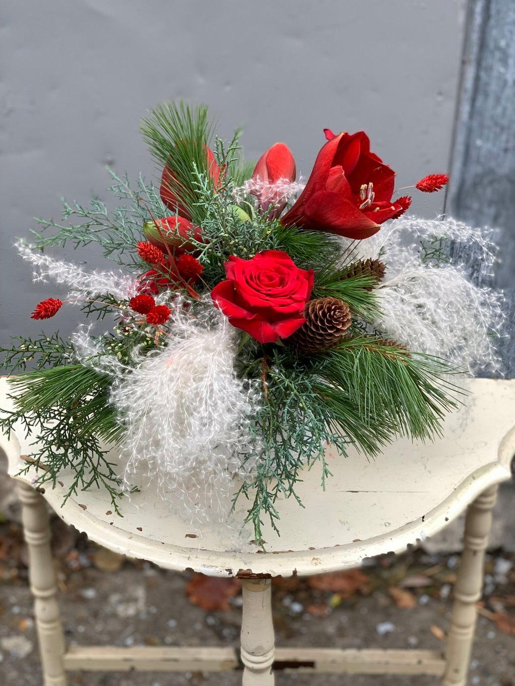 Centre de table Neige feutrée - Fleuriste Abaca