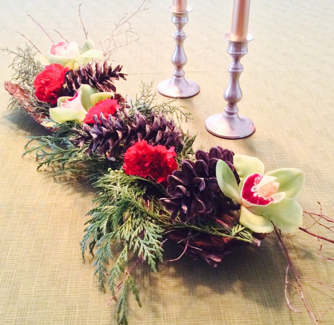 Centre de table Chalet d'hiver - Fleuriste Abaca