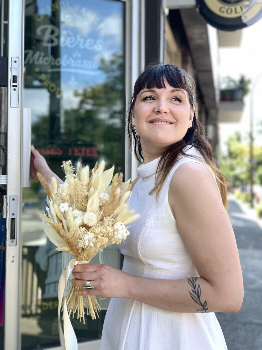 Bouquet de mariée fleurs séchées ivoire - Fleuriste Abaca