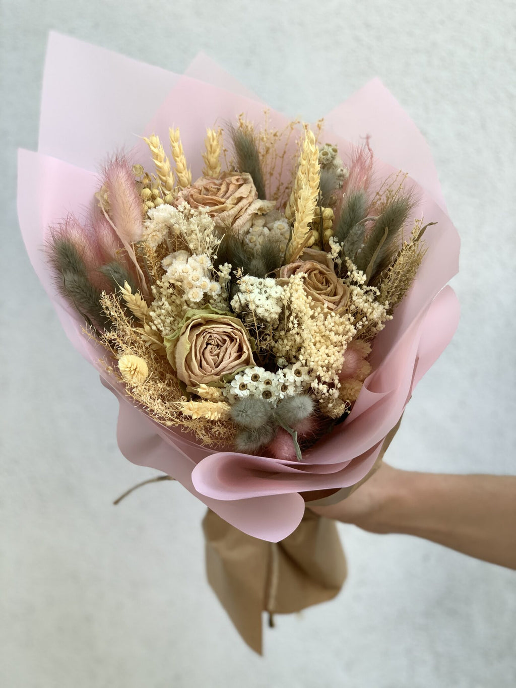 Bouquet doux de fleurs séchées - Fleuriste Abaca