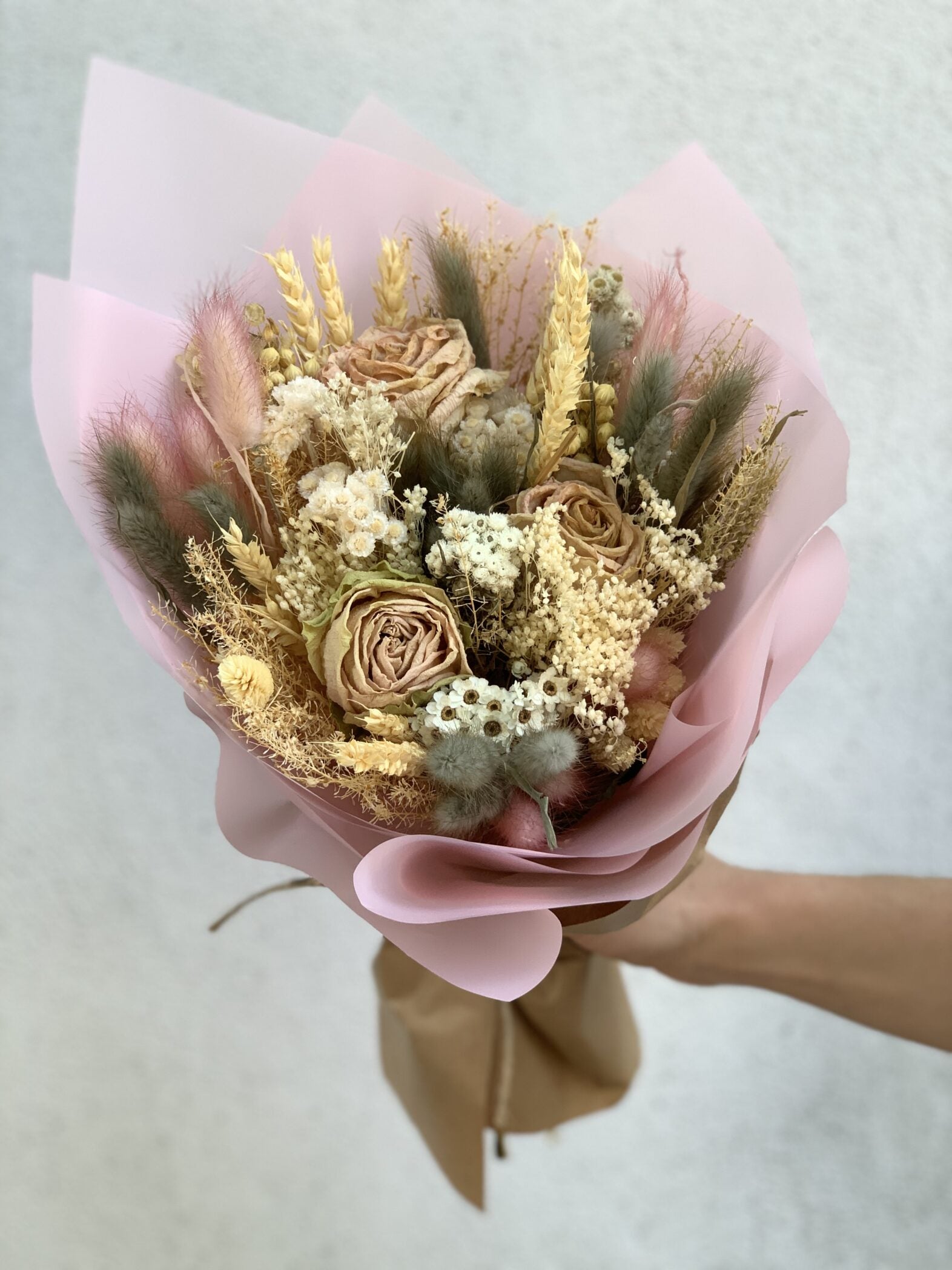 Bouquet doux de fleurs séchées - Fleuriste Abaca