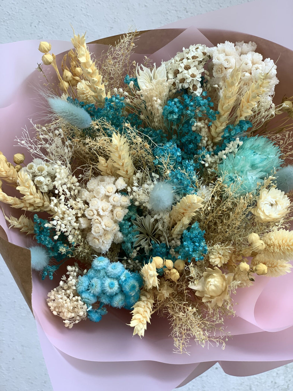 Bouquet de fleurs séchées bleues - Fleuriste Abaca