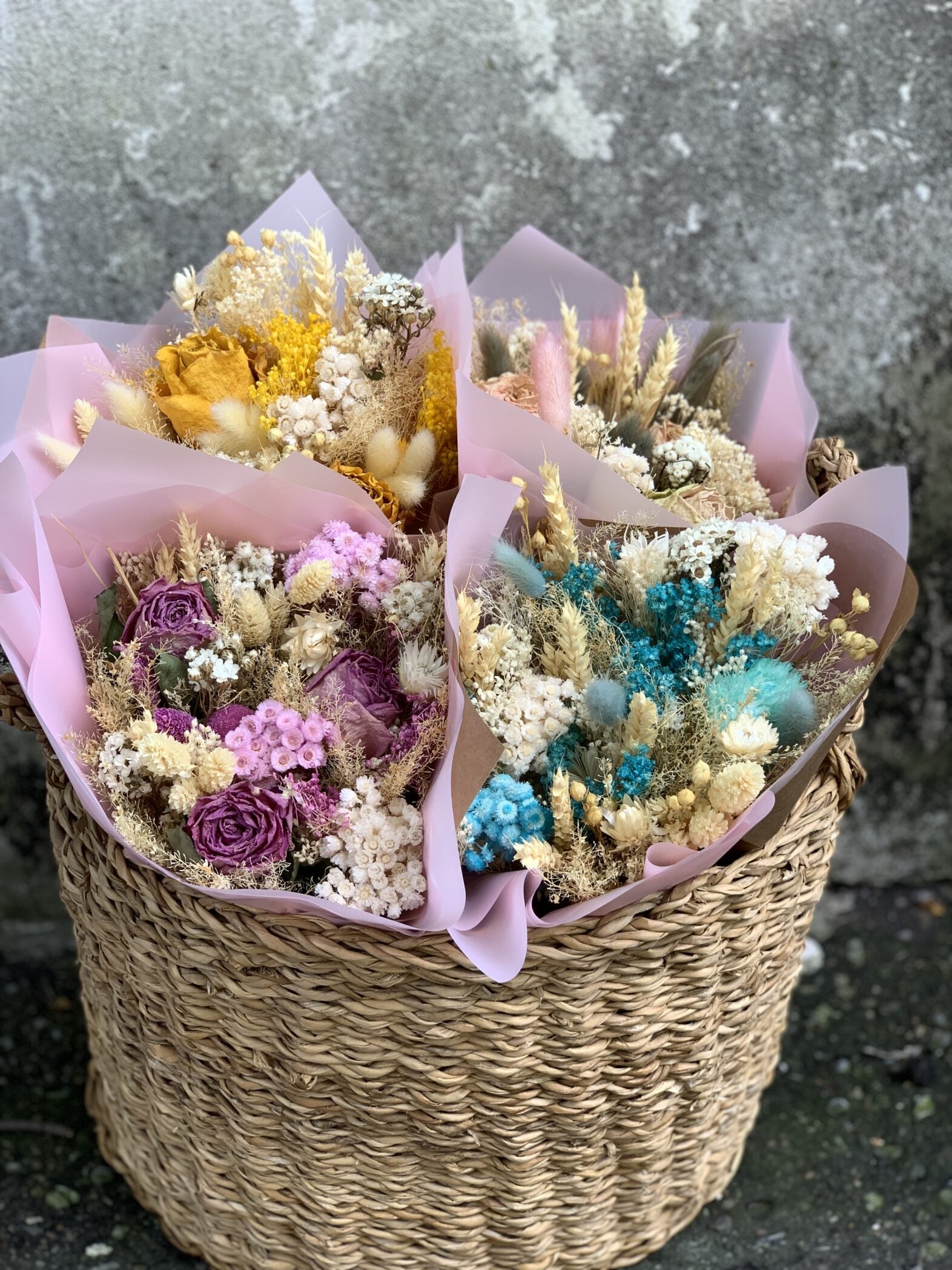 Bouquet doux de fleurs séchées - Fleuriste Abaca
