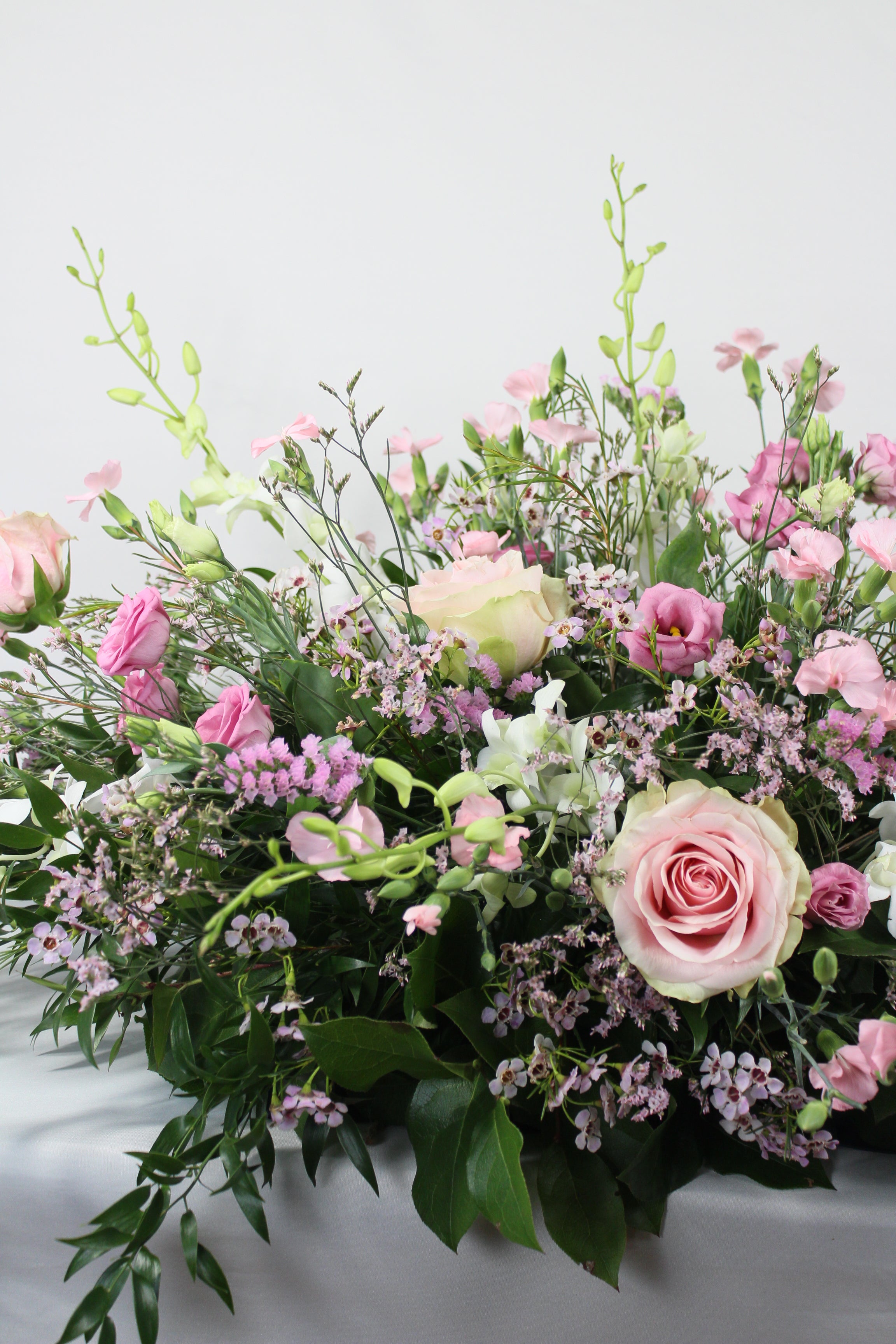 Coussin de fleurs pour cercueil Tout rose - Fleuriste Abaca